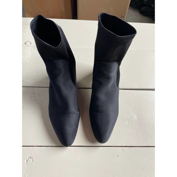 ASOS Boots Womens 7 Black Slip On Block Heel Sock Ankle Bootie Shoes - Picture 11 of 12